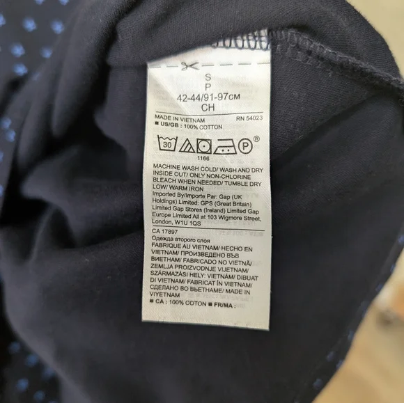 Banana Republic Luxury Touch Size Small Slim Fit  Navy Polo W/ Blue Pattern - Picture 3 of 3